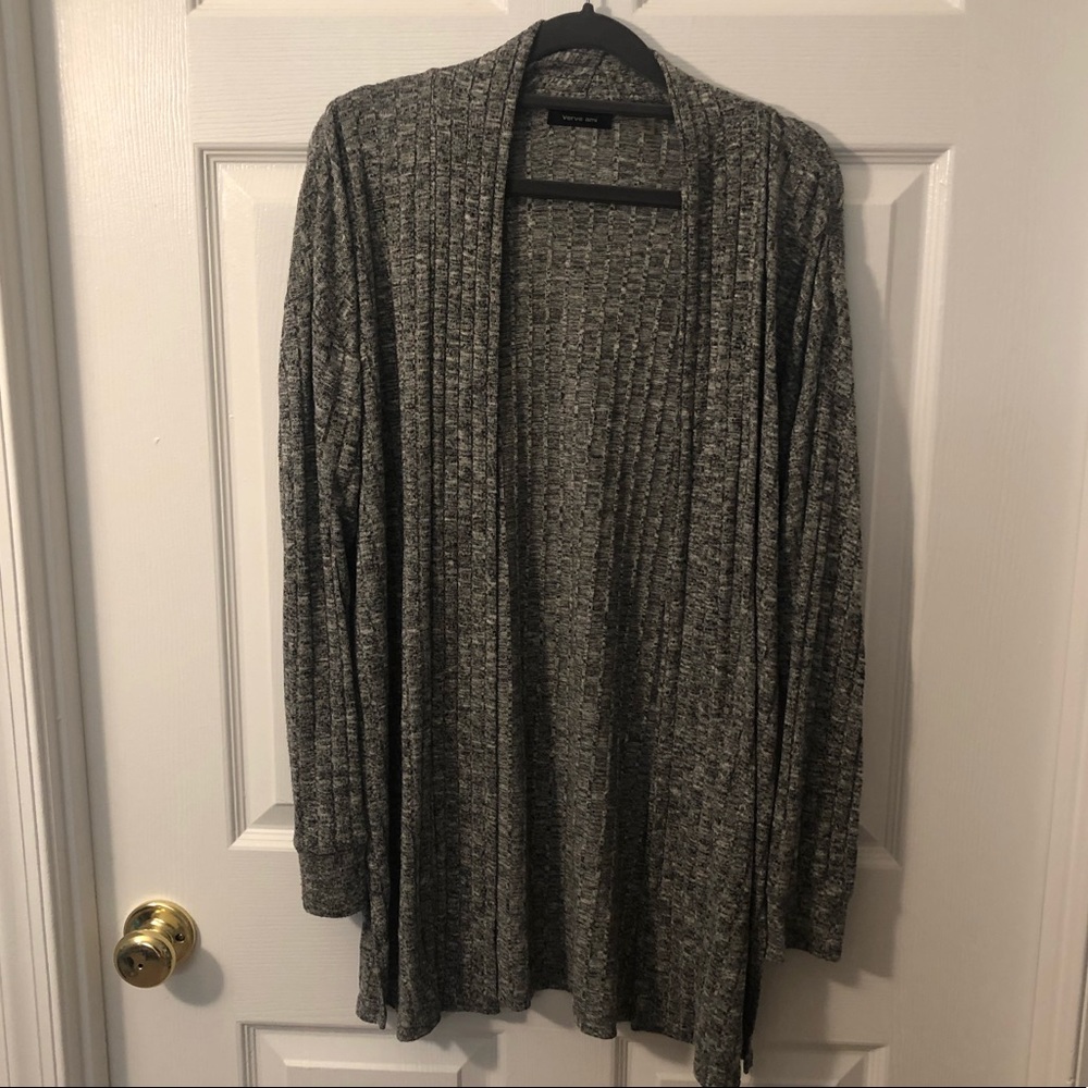 Verve amí Open Front Slouchy Gray Sweater